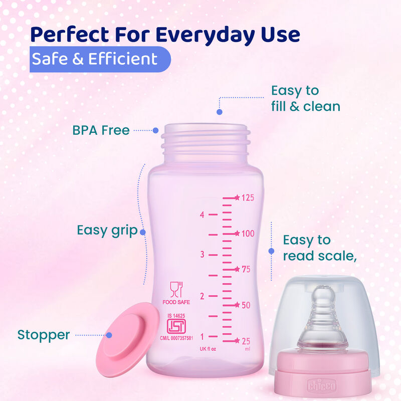 Feed Easy Pink Colored Narrow Neck Feeding Bottle (125 ml) image number 5